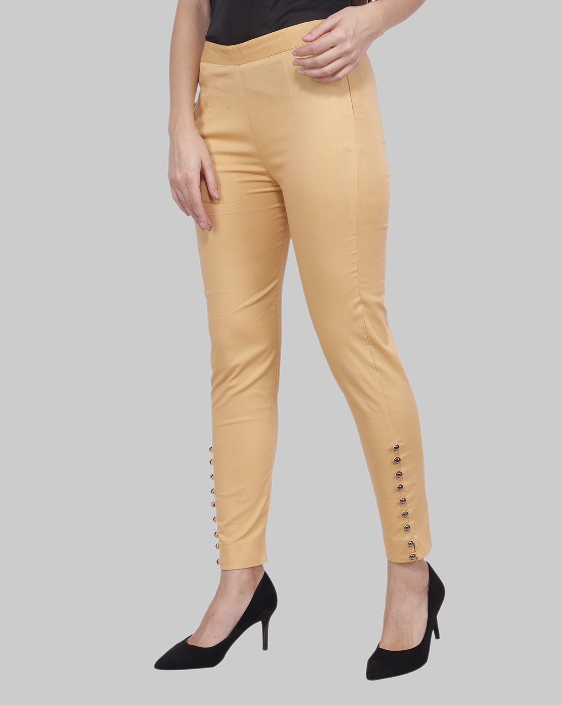 Buy PANIT Women's Regular Fit Cigarette Trousers (DSG117D-$P_Pink_26) at  Amazon.in