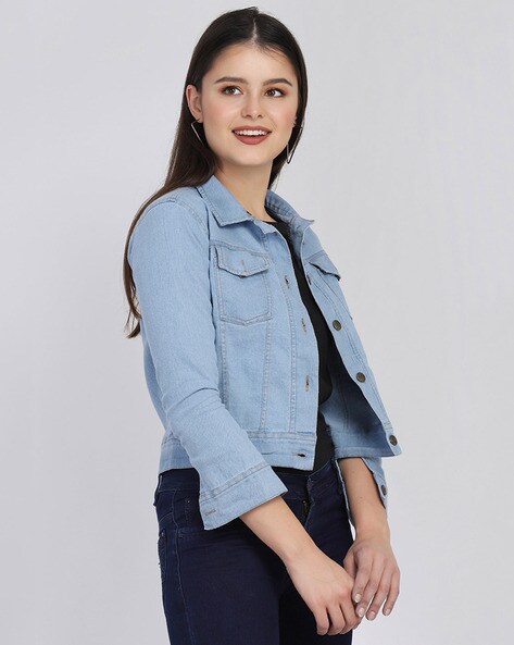 Ribbed Denim Bomber Jacket - Women - Ready-to-Wear