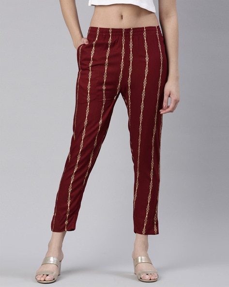 Maroon striped sale pants