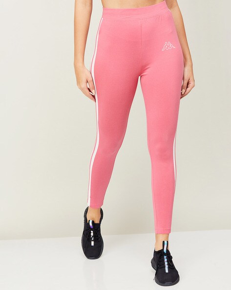 PrettyLittleThing gym leggings with contrast panels in gray and pink