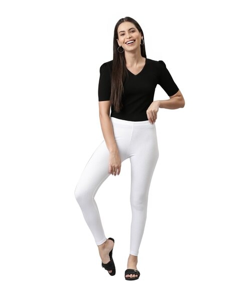 Buy White Leggings for Women by Go Colors Online