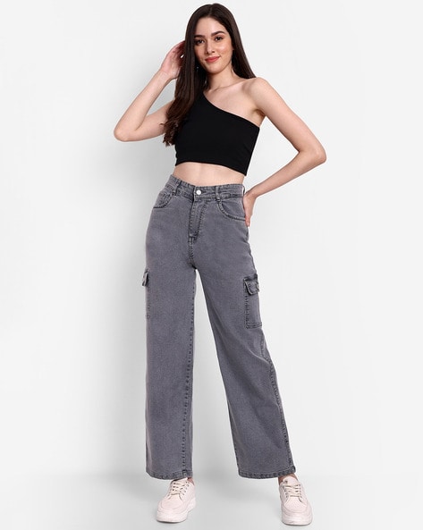 Broadstar Women Light Grey High-Rise Flared Trousers| Bootcut Trousers |  Stretchable Trousers |Super High-Rise Trousers