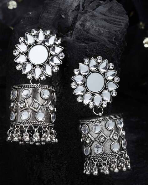 Original silver oxidised jewellery |Ethnic Style | Oxidised Earrings |  German Silver | Black Polish