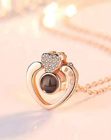 I love you Necklace, made of 925 sterling silver / 18k rose gold finish |  Charming Pendants