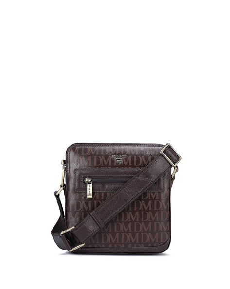 Monogram Print Genuine Leather Sling Bag