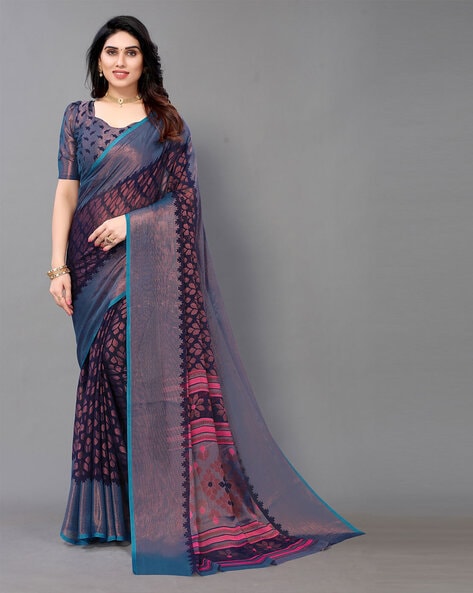 Buy Fabindia Printed Bollywood Chiffon Red, Brown Sarees Online @ Best  Price In India | Flipkart.com