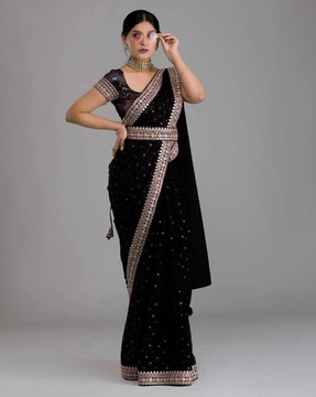 Black saree for top farewell party in school