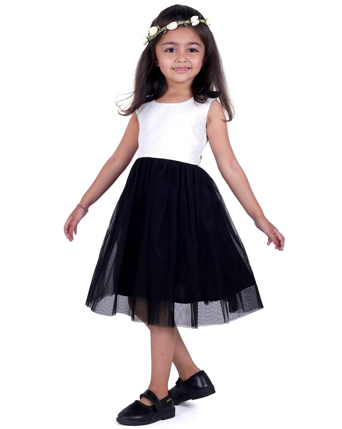 Girls black and store white dress