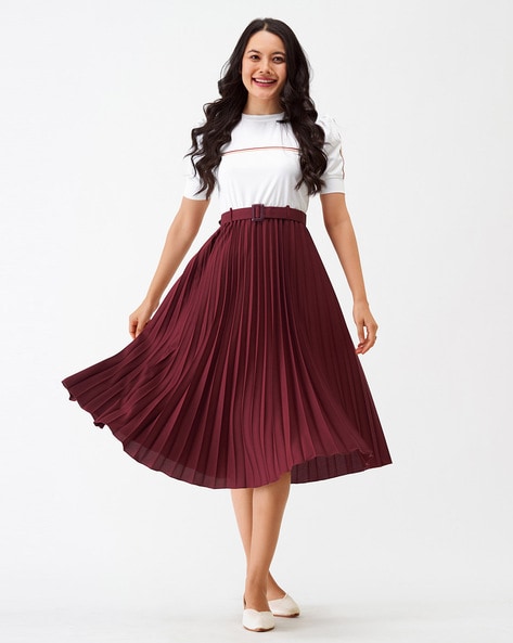 Maroon with white store dress