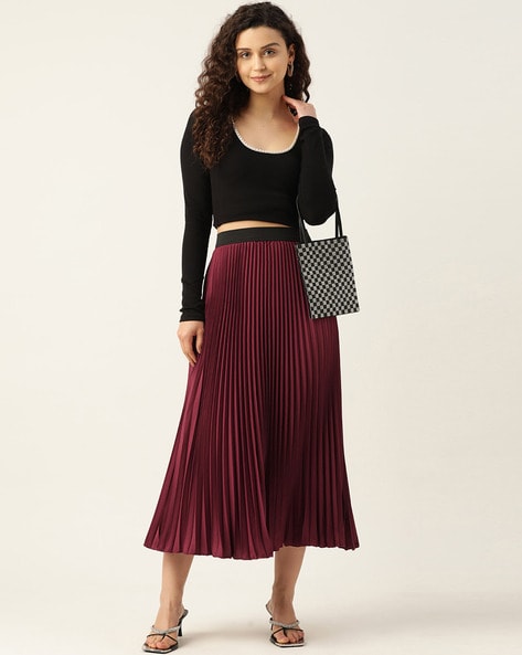 Maroon hotsell skirt pleated