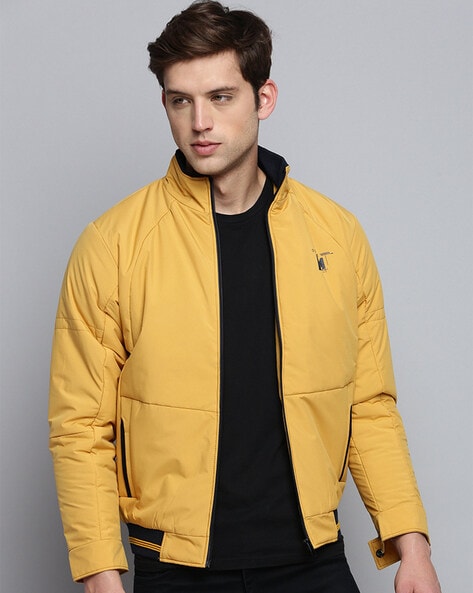 Buy Men's Mustard Yellow Solid Denim Jacket Online at Bewakoof