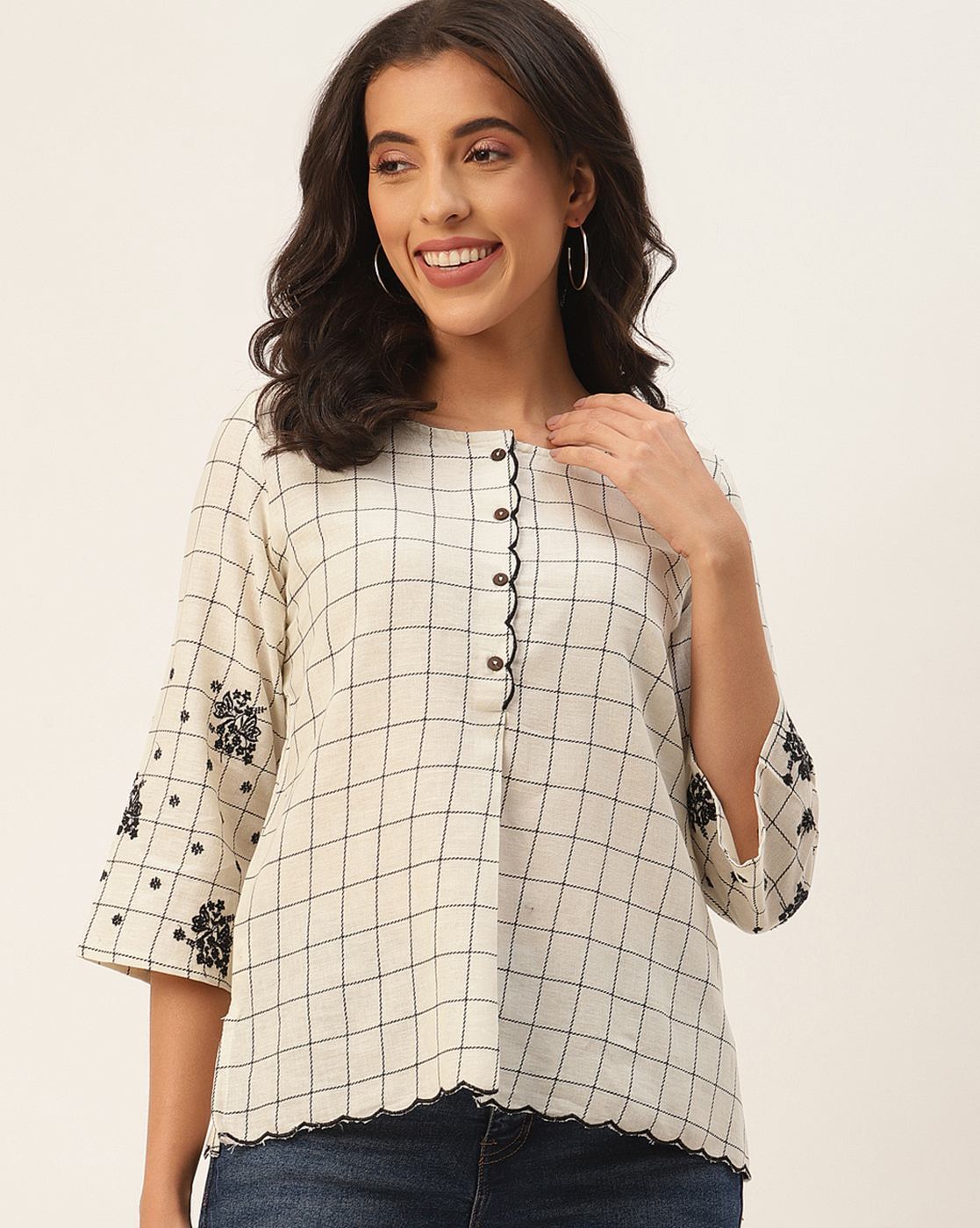 Buy Off White Tops for Women by Rangdeep Online