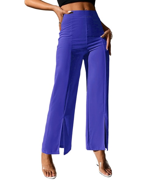 Buy Women Royal Blue Front Zip Detail Pants Online at Sassafras