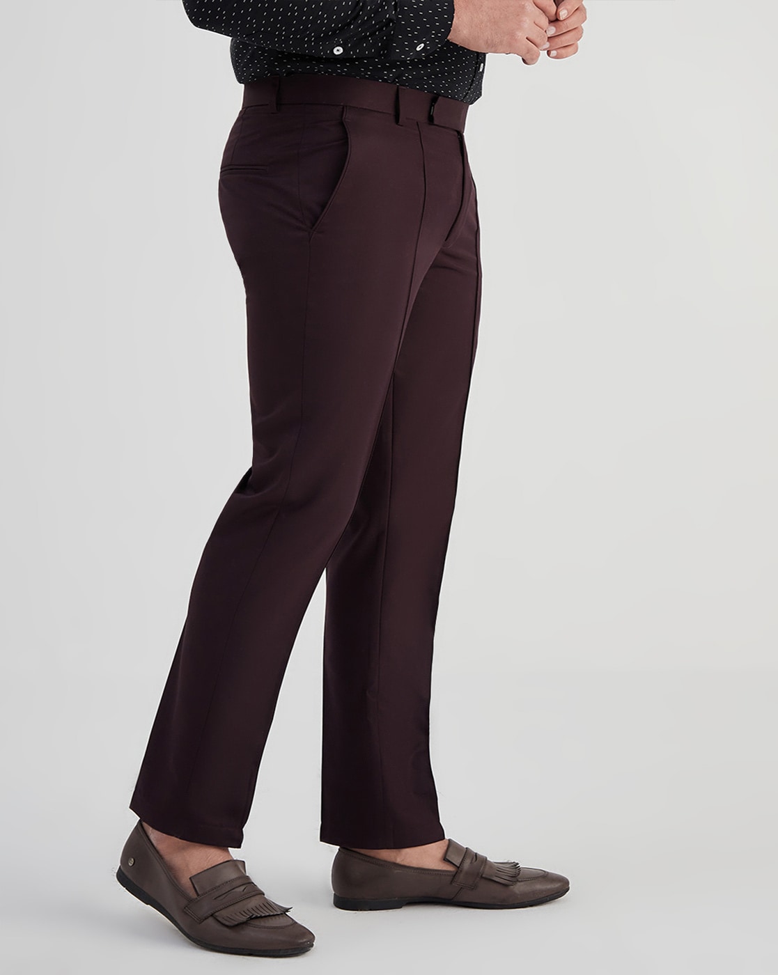 Wine Cotton Trouser For Women | Solid Regular Fit | सादा /SAADAA