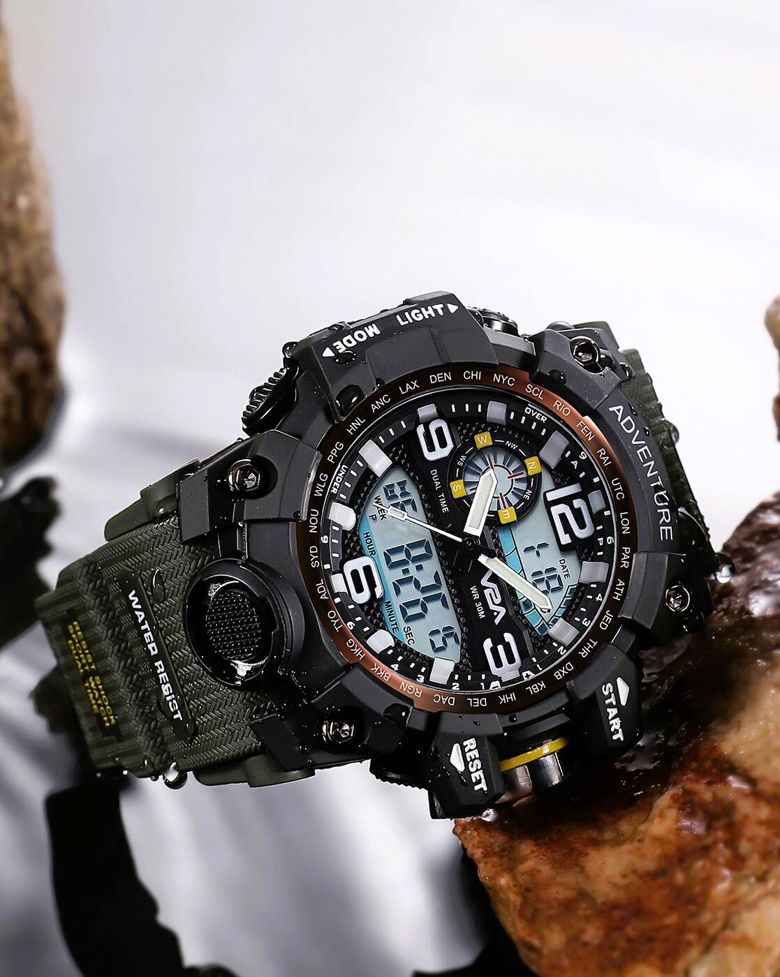 SKMEI Dual Display Men Digital Watch Luminours Waterproof Stainless Steel  Large Dial Luxury Sport Wrist Watch