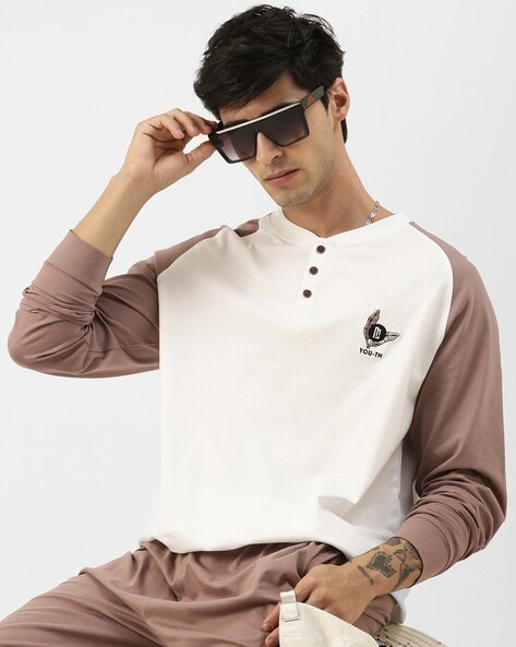 Buy Regular Fit Henley T-Shirt with Logo Print Online at Best Prices in  India - JioMart.
