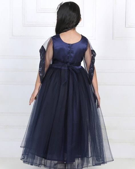 Elegant Navy Blue Off-the-shoulder Slit Formal Gown - Promfy