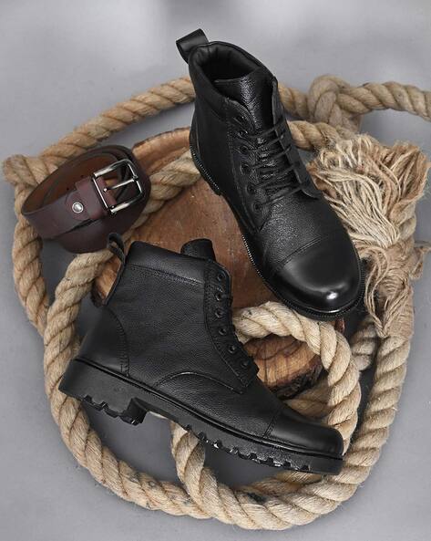 Black ankle lace clearance boots