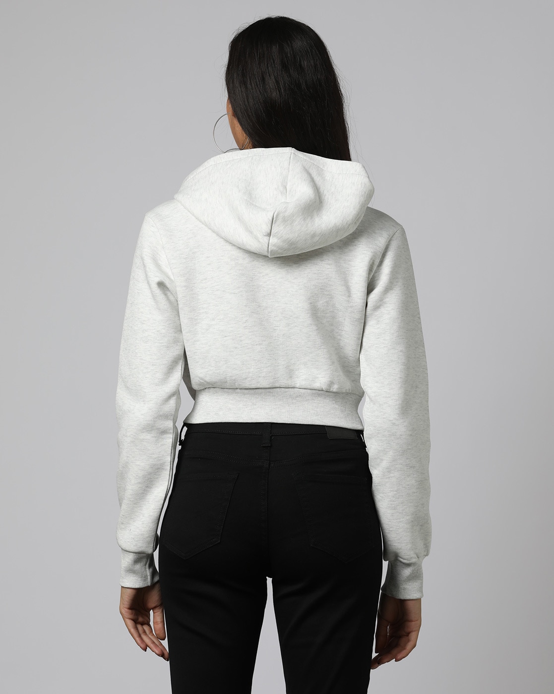 TWO PLAY WOMENS CROPPED HOODIE GRY - トップス