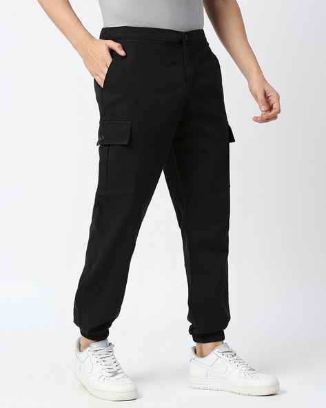 Buy Mens Black Slim Fit Cargo Trousers for Men Online at Bewakoof