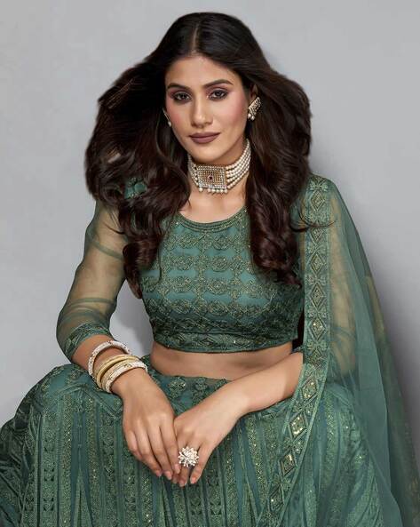 Green Lehenga with Emerald Blouse