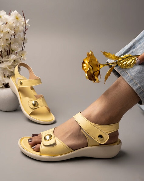 Yellow 2025 velcro sandals