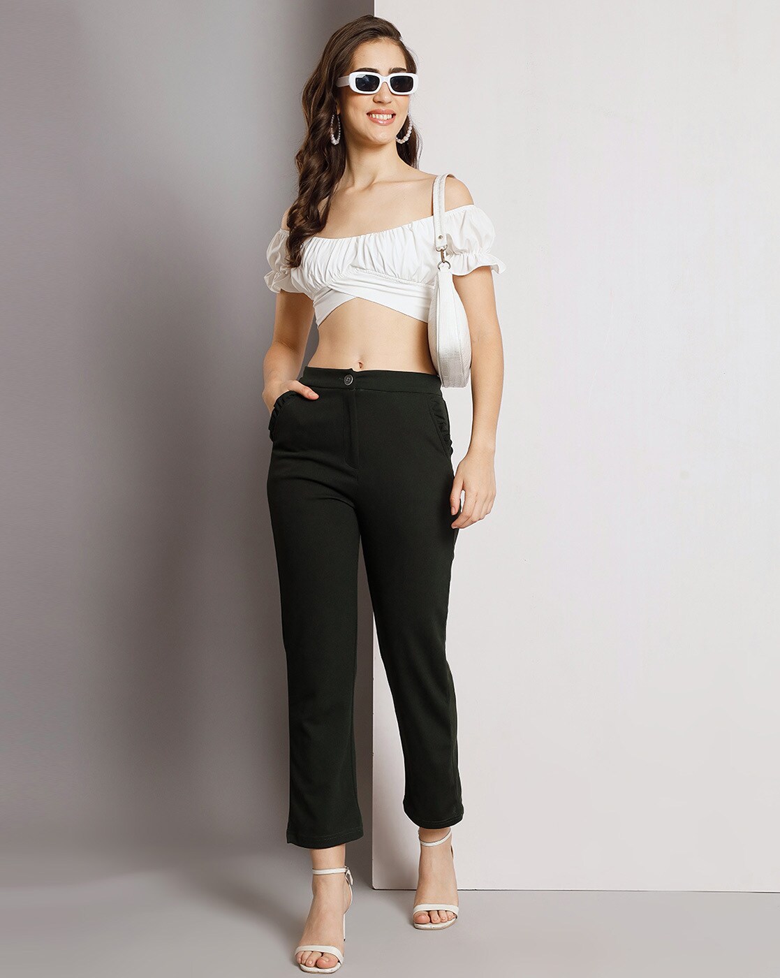 Buy Olive Trousers & Pants for Women by Q - RIOUS Online