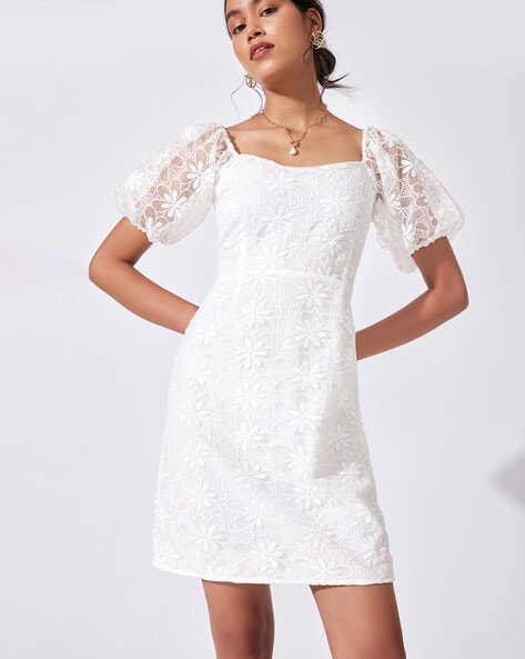Shop the I've Got Sunshine Puff Sleeve Mini Dress White | Selfie Leslie  Australia | Mini dress with sleeves, White mini dress, Mini dress