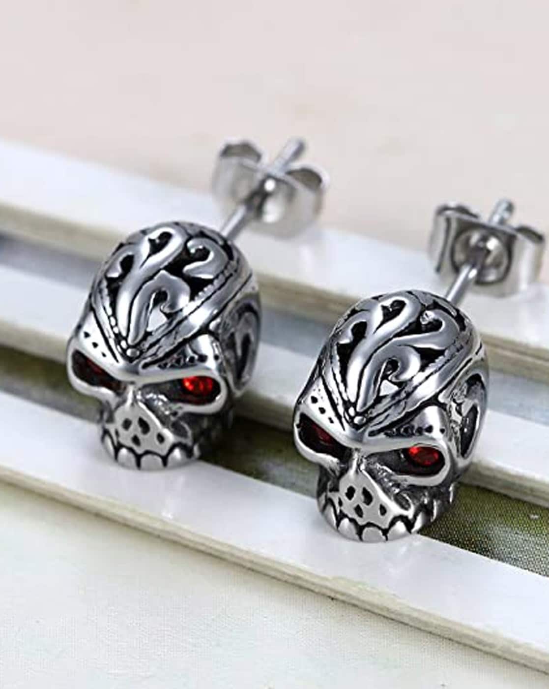 Buy Red Earrings for Men by Silvermerc Designs Online | Ajio.com