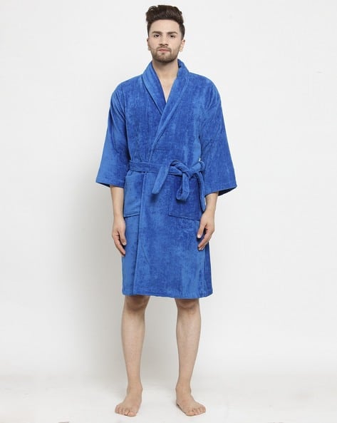TRIDENT Cotton Bath Robe with Shawl Lapel