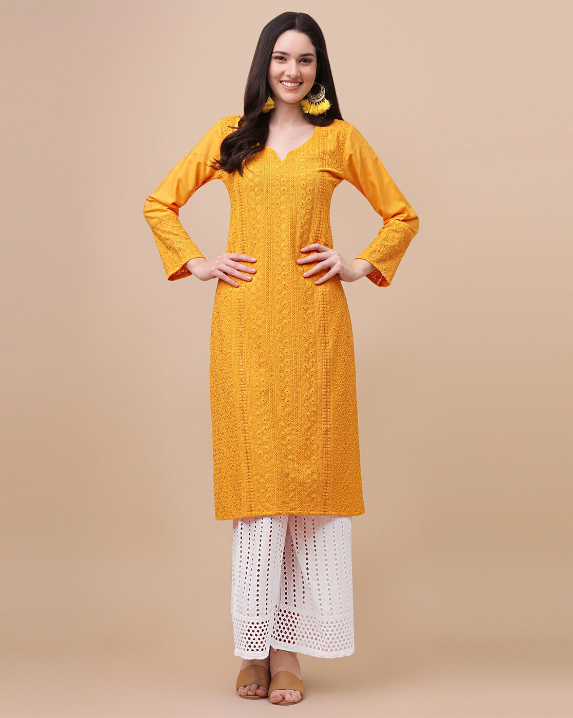 Mustard Yellow Bandhani Kurta – Label Madhuri Thakkar