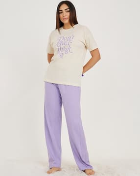 styli Typographic Print T-Shirt & Pyjamas Set-picture-26