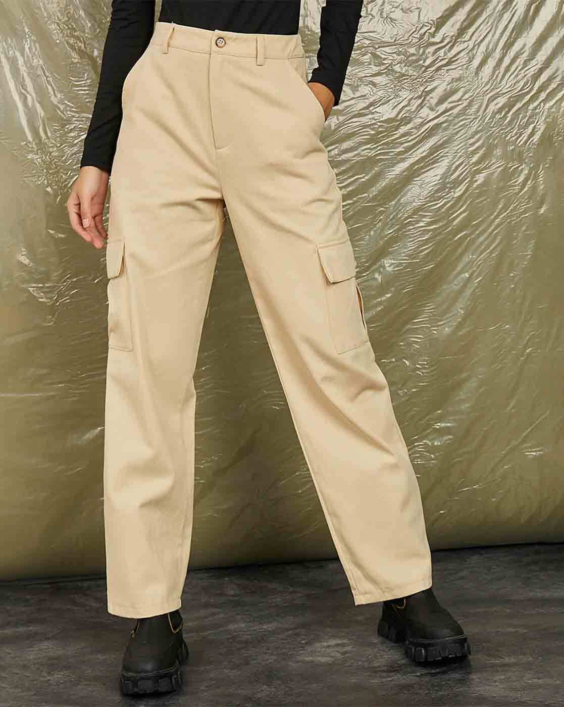 Buy Beige Trousers & Pants for Women by Blum Denim Online | Ajio.com