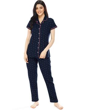zeyo Micro Print Shirt & Pyjamas Set-picture-49