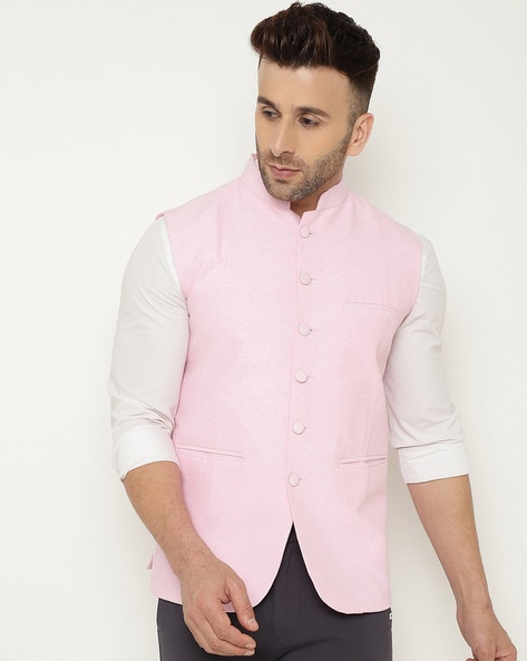 Chinese collar sale shirt with waistcoat