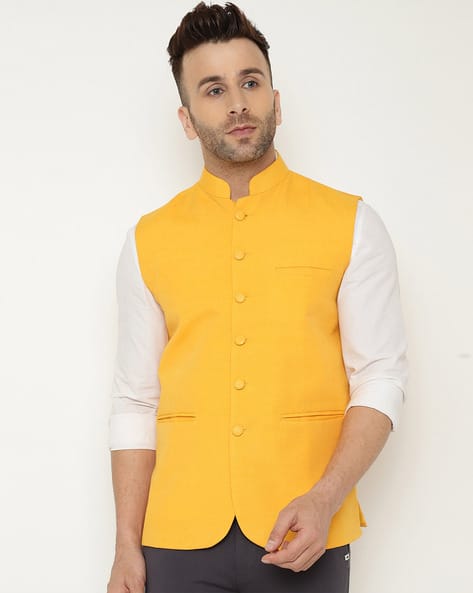 Buy Mustard Blazers Waistcoats for Men by RIAG Online