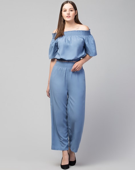 Off shoulder clearance jumpsuit short