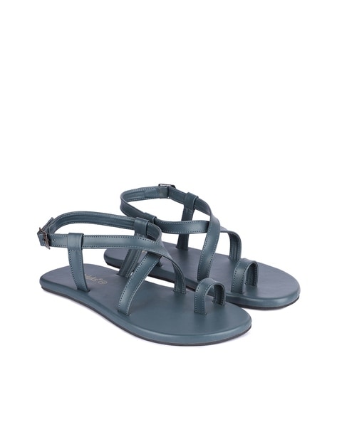 Black Meadow Strappy Toe-Ring Sandals - CHARLES & KEITH IN
