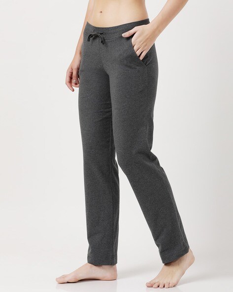 Buy Women's Super Combed Cotton Elastane Stretch Slim Fit Trackpants With  Side Pockets - Charcoal Melange 1301