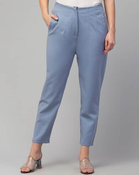 Buy Sky Blue Trousers Pants for Women by GLITO Online