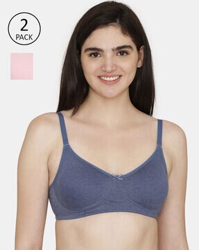 Buy Rosaline Padded Wired 3/4th Coverage T-Shirt Bra (Pack of 2) - Slate  Rose Blue at Rs.760 online
