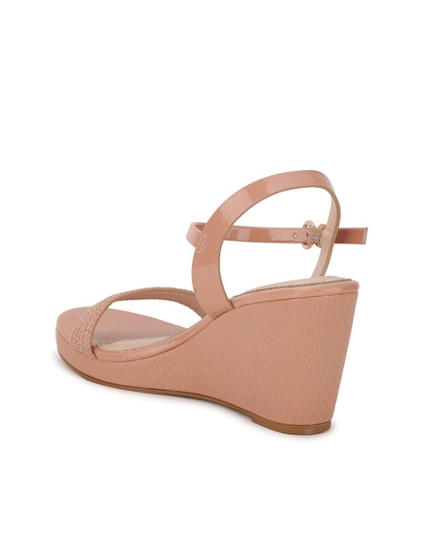 Nude low wedge cheap sandals