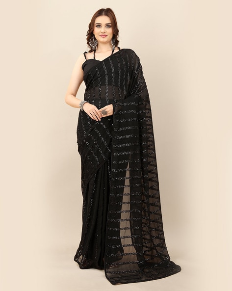 Buy 50/XL-2 Size Black Sleeveless Sarees Online for Women in USA