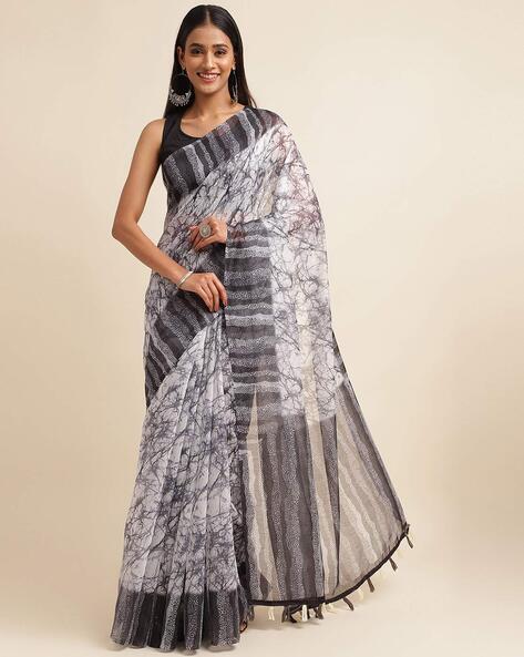 Buy Black & Orange Sarees for Women by SATRANI Online | Ajio.com