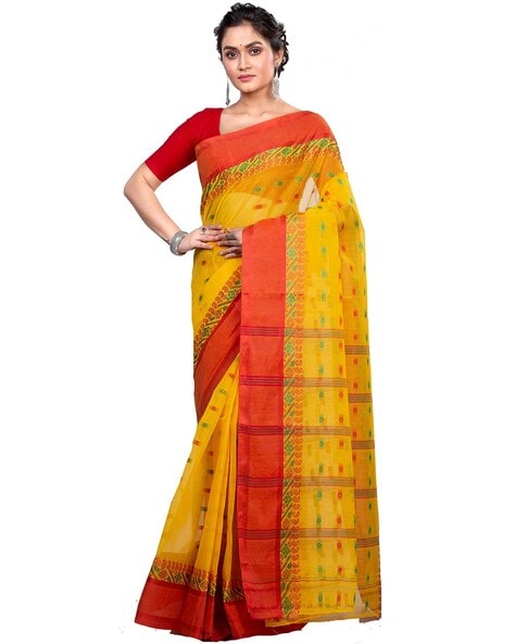 Buy Avik Creations Women's Embroidered Tant Tangail Handloom Cotton Saree  Purple at Amazon.in