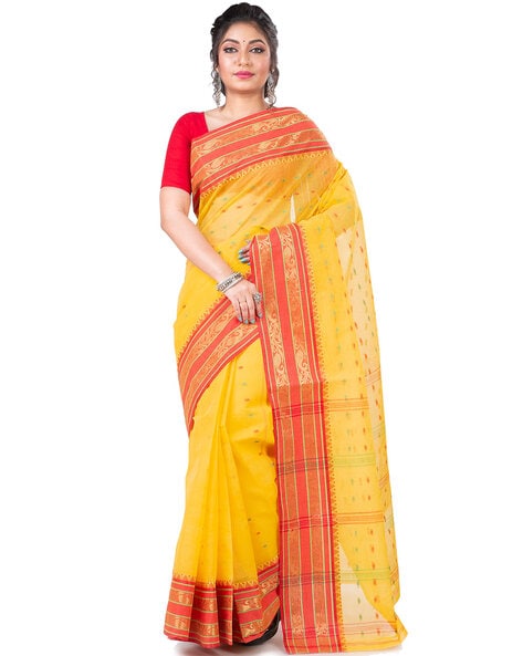 yellow cotton tant sari Archives - Dhunki