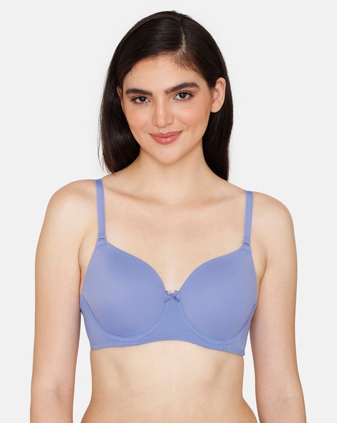 Buy Zivame Padded Non Wired 3/4th Coverage T-Shirt Bra - Blue Online In  India At Discounted Prices