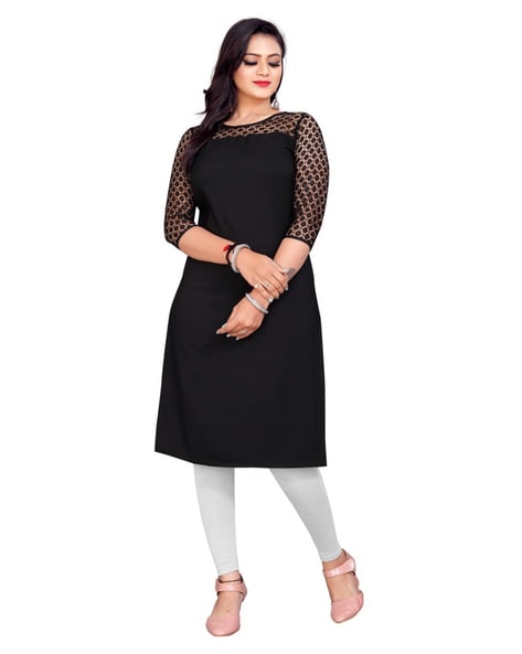 Kanchan World Cotton Kurtis for Women Side Work One & Only Printed Full  Sleeve (M, Red) (S, Black) : Amazon.in: Fashion