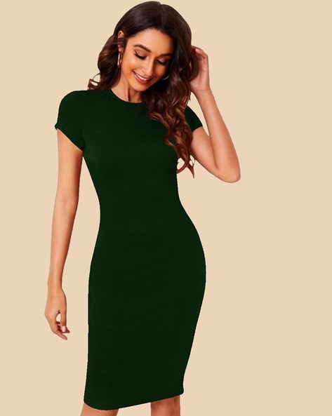 Round neck shop bodycon dress