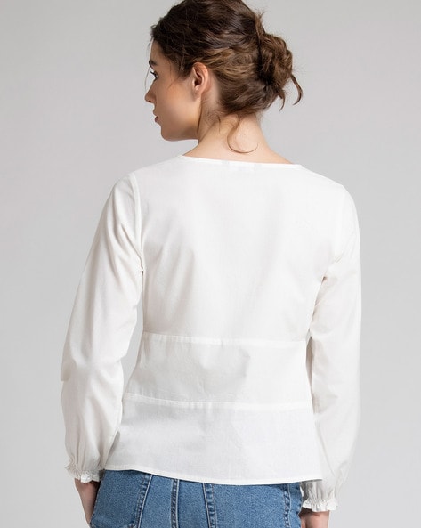 White Button Down Shirt T shirt for women – Shaye India